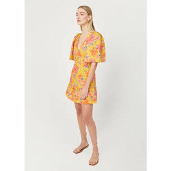 RHODE Mariana Dress Short Sleeve Linen A Line Dress Gold Lanai DR00501LIP-LIP 2 - Picture 4 of 6
